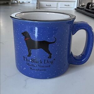 Black dog campfire mug  Blue Speckled Dog Mug